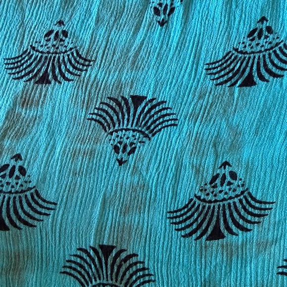 Earthbound bohemian wide leg pants, highwaisted elastic waist, turquoise blue, S - Picture 11 of 13